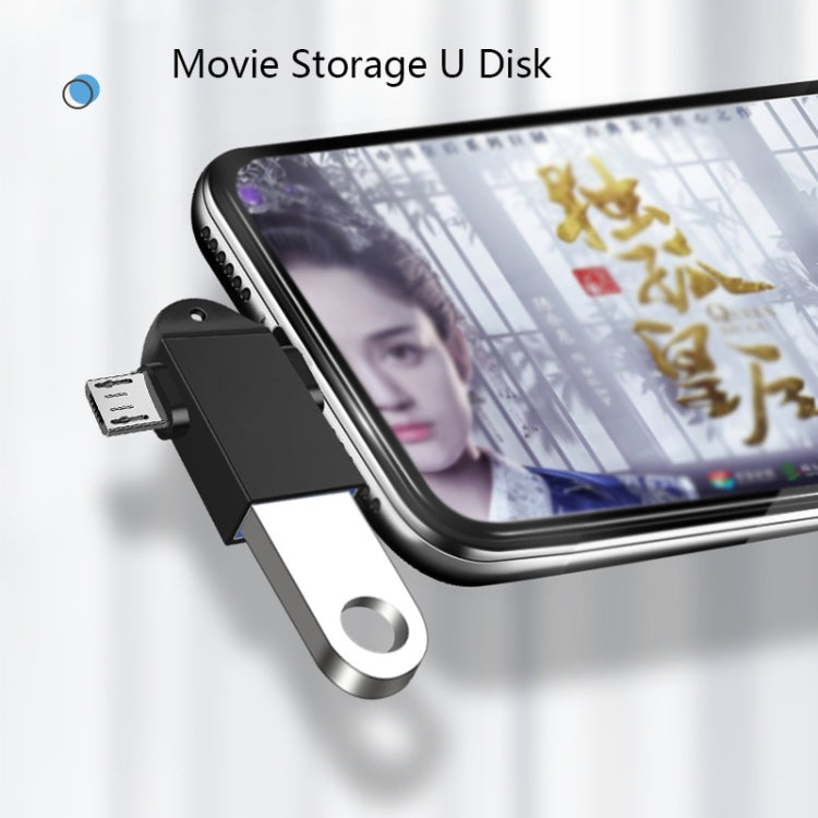 10 PCS LI-09 USB 3.0 Female to USB-C / Type-C + Micro USB Male Multi-Function OTG Adapter with Lanyard(Gold) by buy2fix