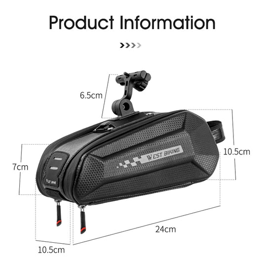1.8L West Biking Cycling Tail Bag Bicycle Hard Shell Bag Quick Release Bracket Bag Silicone Non-Slip Large Capacity Tail Bag(Black) by WEST BIKING