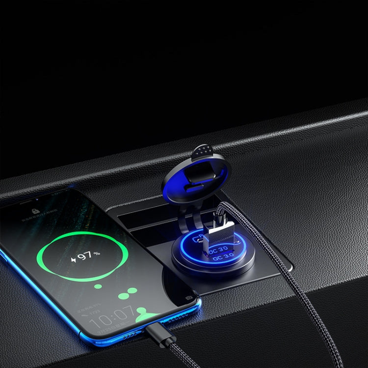 Car Motorcycle Ship Modified USB Charger Waterproof PD + QC3.0 Fast Charge, Model: Red Light With 60cm Line by buy2fix