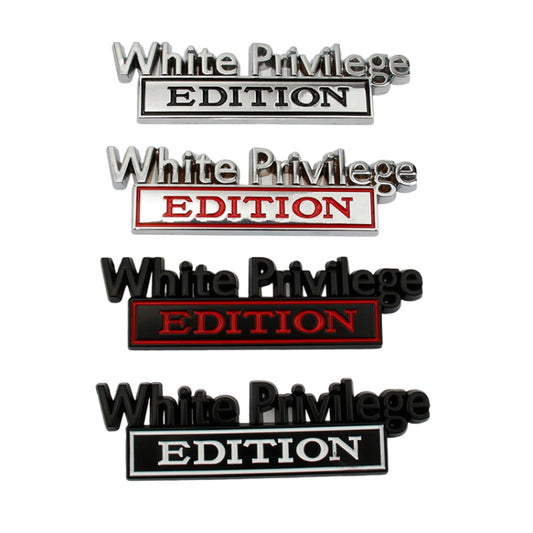 2 PCS Car Metal Leaf Board Car Logo White Privilege Edition Modified Car Body Sticker Sign(Black Red) by buy2fix