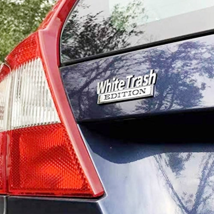 2 PCS Car Metal Modification Standard White Trash Edition Car Label Stickers(Silver Red) by buy2fix