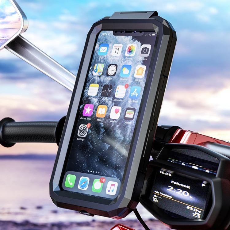 Kewig Bicycle Motorcycle Waterproof Box Mobile Phone Bracket Riding Touch Mobile Phone Fixed Seat(M18S-B1 Small Handlebar Installation) by Kewig