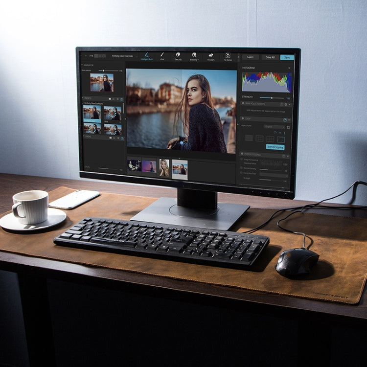 CF9011 Desk Pad Retro Crazy Horse Leather Notebook Computer Mouse Pad Oversized Anti-Slip Desktop Computer Desk Leather Pad(Brown) by buy2fix