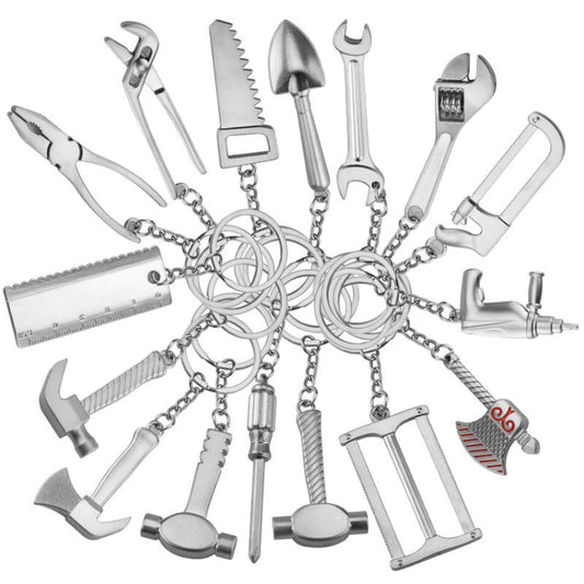 10 PCS Tool Metal Keychain Car Key Ring Pendant, Colour: H-403 Glossy Hammer by buy2fix
