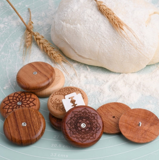 Bread Baguette Round Knife Wooden Double-Sided Bread Trimming Knife With 5 Blades, Specification: Flower Pear Wood by buy2fix