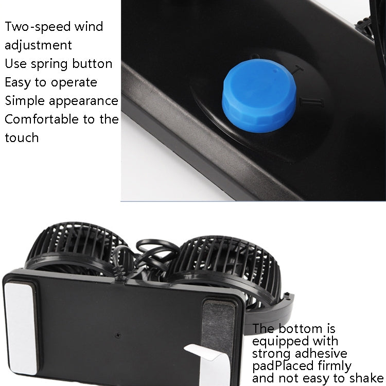 Car Fan Portable Mini Adjustable Car Double-Headed Electric Fan, Colour: Blue 12V Cigarette Lighter by buy2fix