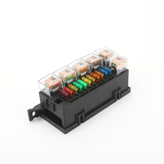 Car Modified 12V / 4Pin / 40A Black Shell 11-Way Fuse With 6-Way Relay Car Machine Cabin Link Inner Cassette Seat by buy2fix