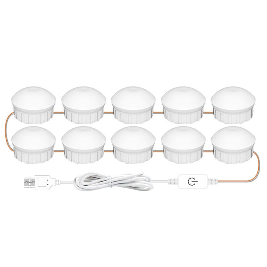 10 LEDs Mirror Front Light Dimmable Makeup Mirror USB Touch Control Light(White Light) by buy2fix