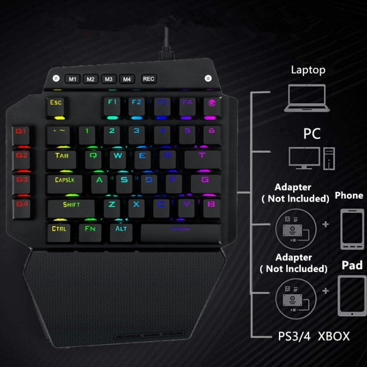 K700 44 Keys RGB Luminous Switchable Axis Gaming One-Handed Keyboard, Cable Length: 1m(Red Shaft) by buy2fix