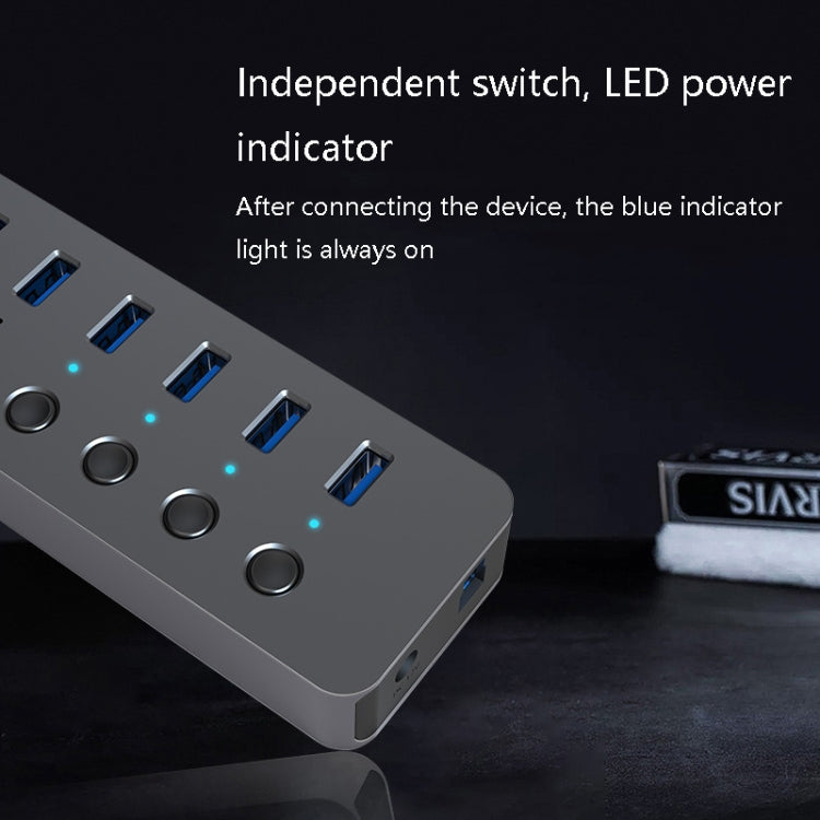 Blueendless USB Splitter Aluminum Alloy QC Fast Charge Expander, Number of interfaces: 7-port (12V2A Power) by Blueendless