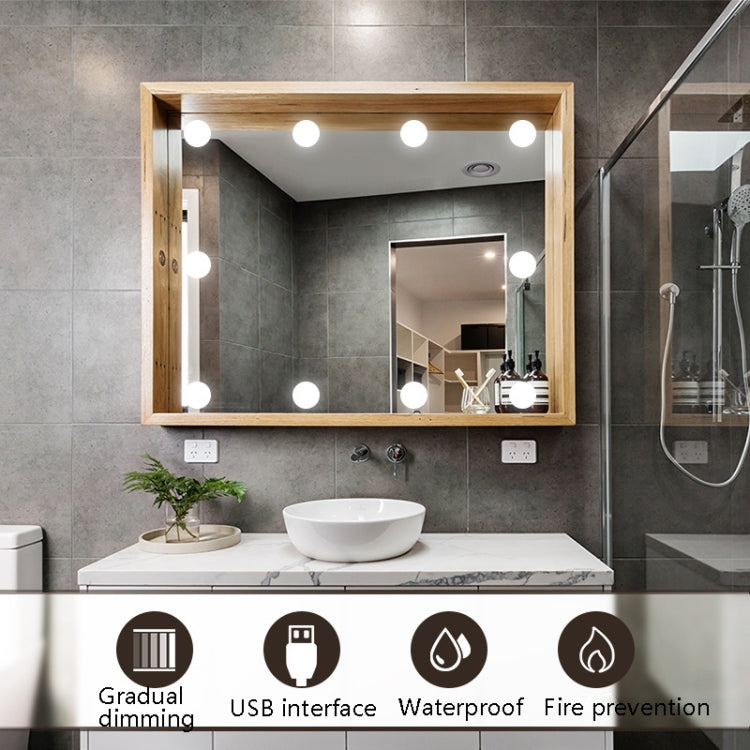 LED Mirror Front Lamp USB Adjustable Brightness Makeup Fill Light Bulbs, Power source: 10 LEDs by buy2fix