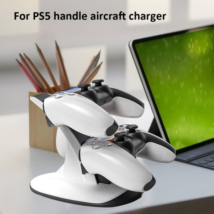 IPLAY HBP-314 Wireless Bluetooth Handle Two-Seater Charger For PS5(White) by IPLAY