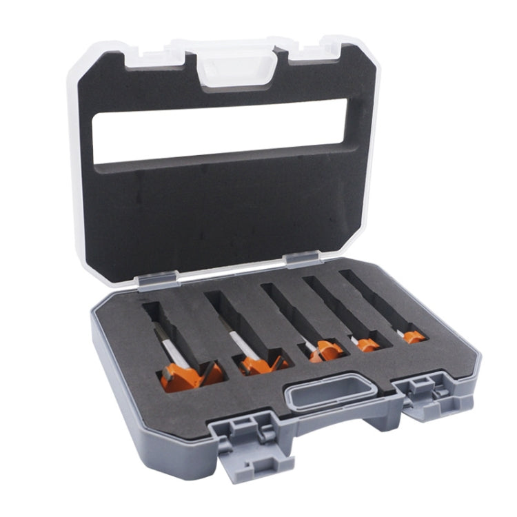 5 PCS / Set Woodworking Hole Opener Hinge Stone Cream Board Wood Take-Hole Door Window With Collar Woodworking Flat Drill Bit(Plastic Box) by buy2fix