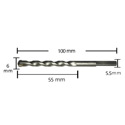 2pcs Hand Electric Drill Shock Drill Wall Mix Soil Cement Wall Construction Drill Bit, Model: 6x100mm Triangle Handle by buy2fix