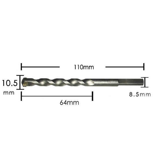 2pcs Hand Electric Drill Shock Drill Wall Mix Soil Cement Wall Construction Drill Bit, Model: 10.5x110mm Triangle Handle by buy2fix