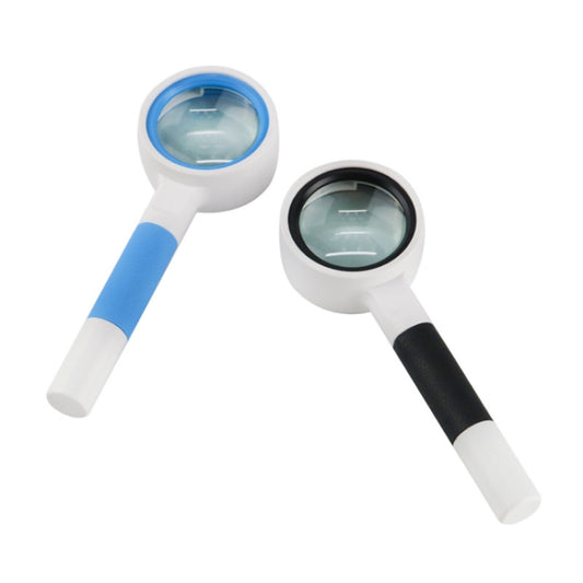 Hand-Held Reading Magnifier Glass Lens Anti-Skid Handle Old Man Reading Repair Identification Magnifying Glass, Specification: 37mm 16 Times (Blue White) by buy2fix