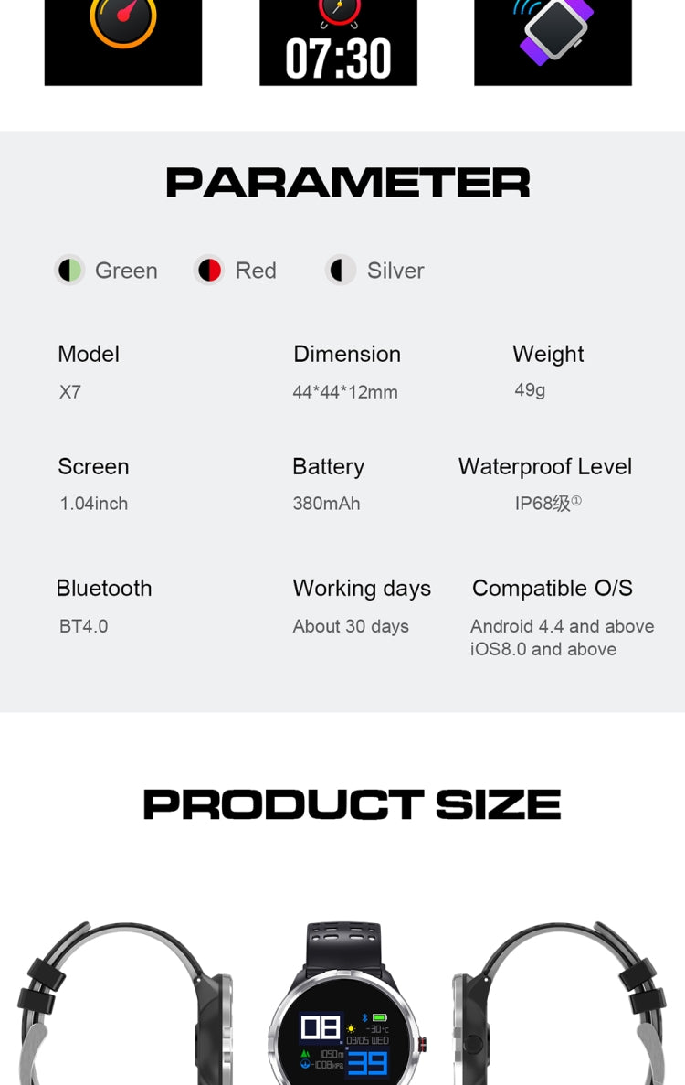 Q88 Smart Watch IP68 Waterproof Men Sports Smartwatch Android Bluetooth Watch Support Heart Rate / Call Reminder / Pedometer / Sleep Monitoring / Tracker(Black Grey) by buy2fix