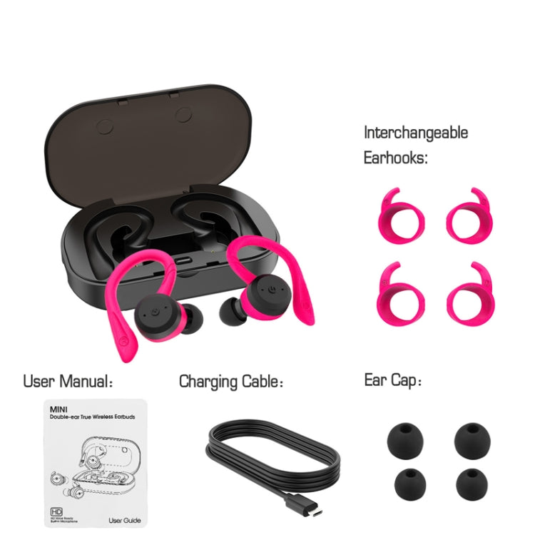 BE1032 Ear-mounted Waterproof Sports TWS Wireless Bluetooth Earphone(Rose Red) by buy2fix