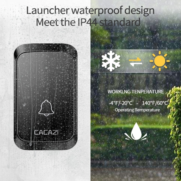 CACAZI A50 1 For 1 Wireless Music Doorbell without Battery, Plug:EU Plug(White) by CACAZI