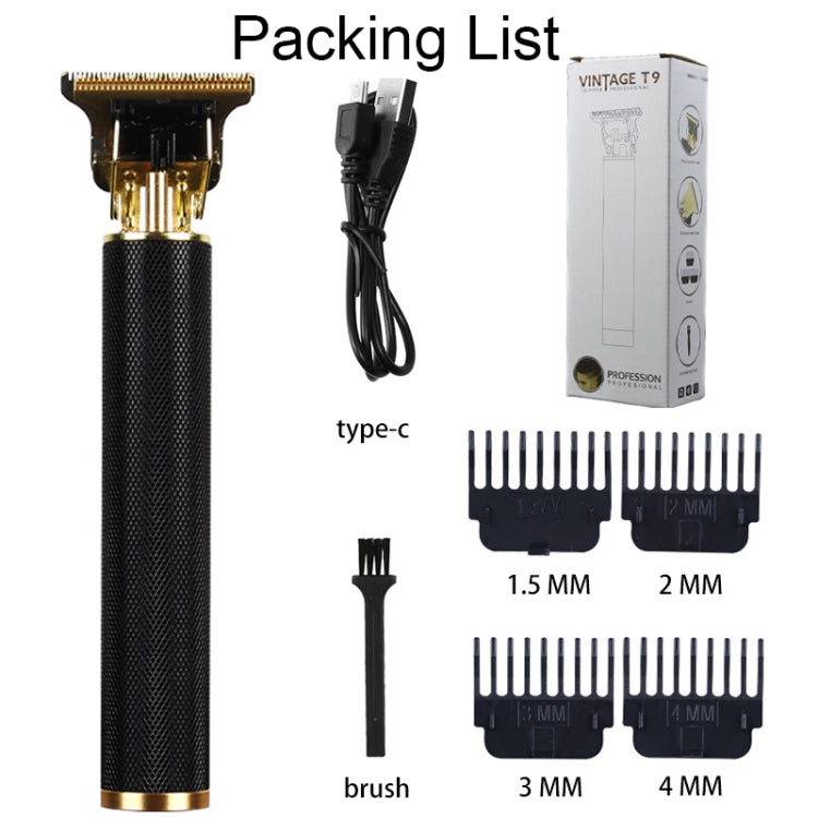 Hollow T-Shaped Steel Head Hair Trimmer USB Charging Carving Electric Hair Clipper, Color: Black by buy2fix