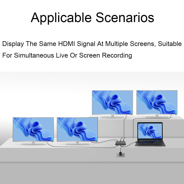 Waveshare 23738 4K HDMI Splitter, 1 In 4 Out, Share One HDMI Source by Waveshare