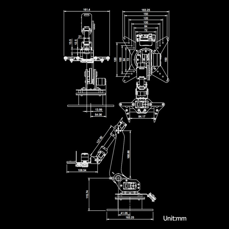 Waveshare High-Torque Serial Bus Servo, Desktop Robotic Arm Kit, Based On ESP32, 5-DOF, Plug:US Plug by Waveshare