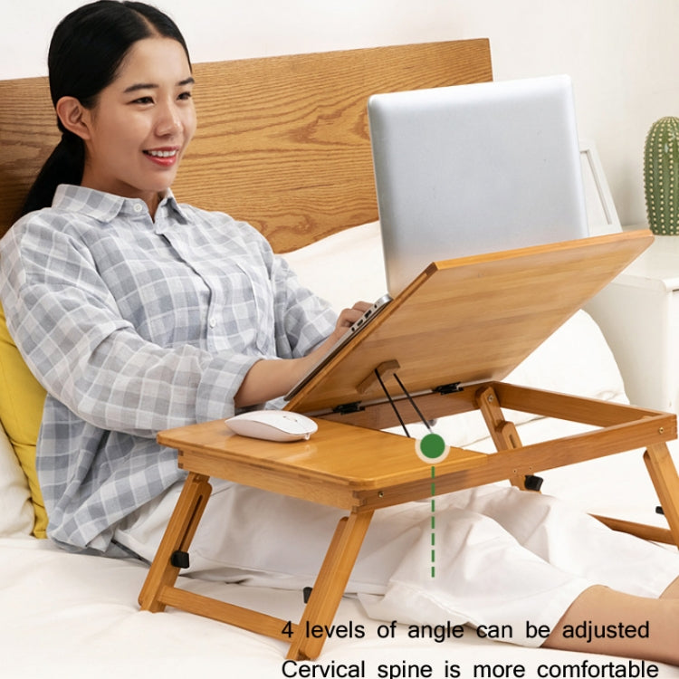 741ZDDNZ Bed Use Folding Height Adjustable Laptop Desk Dormitory Study Desk, Specification: Classic Tea Color 64cm Thick Bamboo by buy2fix