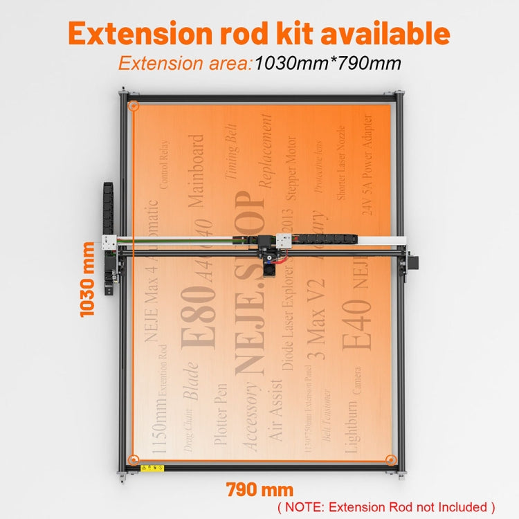 1150mm Y-Axis Extension Kit Aluminum Profile Rail For NEJE MAX 4 / 3 MAX V2 Laser Engraver by buy2fix