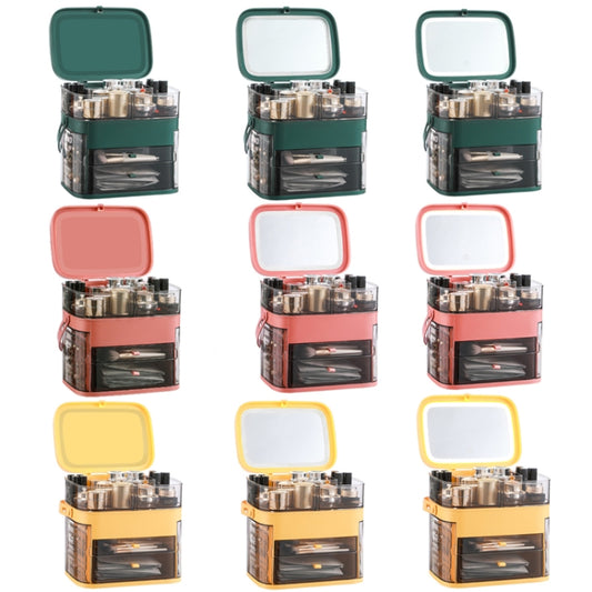1003 LED Mirror Cosmetic Storage Box Desktop Dust-Proof Skin Care Products Large-Capacity Rack, Specification: LED Style (Peacock Green) by buy2fix