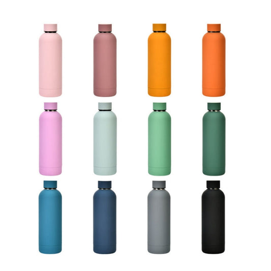 Stainless Steel Outdoor Matte Water Bottle Portable Sports Water Cup Rubber Paint Insulation Cup(Indigo) by buy2fix