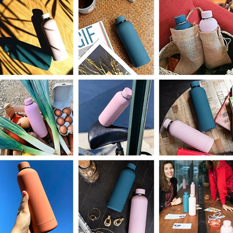 Stainless Steel Outdoor Matte Water Bottle Portable Sports Water Cup Rubber Paint Insulation Cup(Indigo) by buy2fix