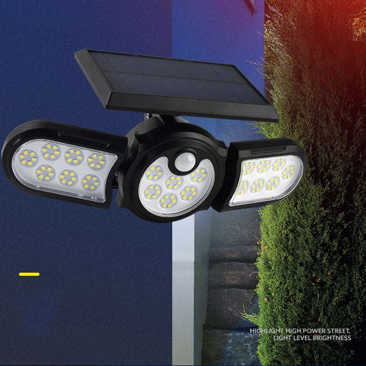 140 COB TG-TY080 3-Heads Rotatable Solar Wall Light Outdoor Waterproof Human Body Induction Garden Lawn Lamp by buy2fix