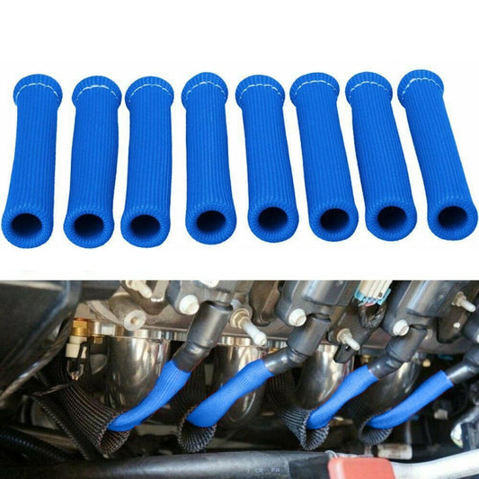 8 PCS / Set High-Temperature Car Spark Plug Protective Cover Spark Plug Heat Shield(Blue) by buy2fix