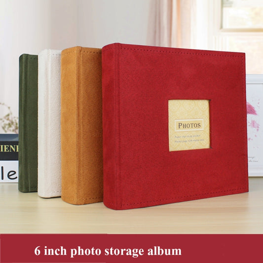6 Inch 200 Sheets Flannel Retro Photo Album Interstitial Photo Storage Book(Red) by buy2fix