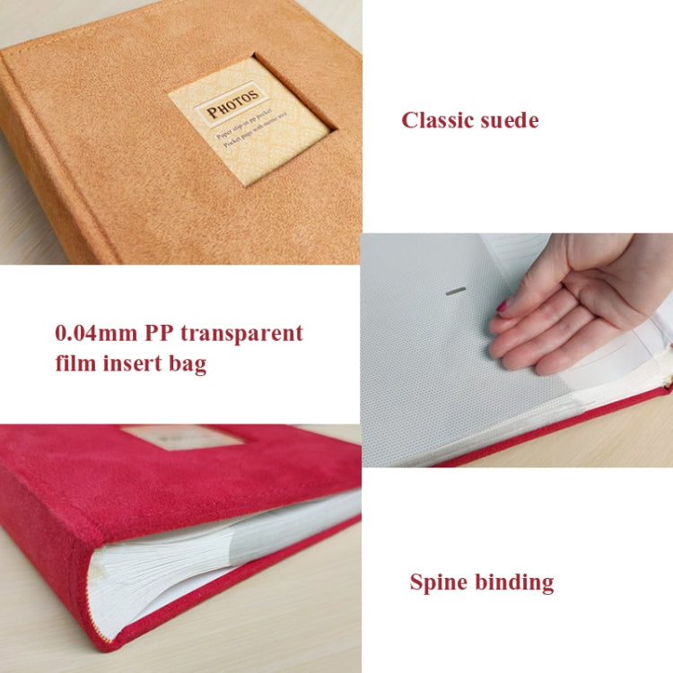 6 Inch 200 Sheets Flannel Retro Photo Album Interstitial Photo Storage Book(Red) by buy2fix