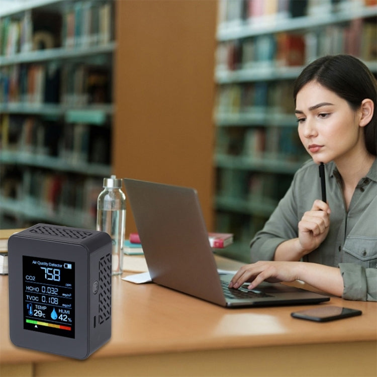 TVOC1 Portable CO2 Air Quality Formaldehyde Carbon Dioxide Detector Indoor Temperature Hygrometer with LED Digital Display(Black) by buy2fix