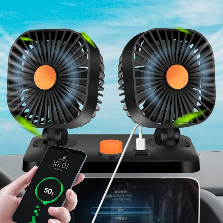 Mini USB 12 / 24V Car Electric Fan Double Head Fan by buy2fix