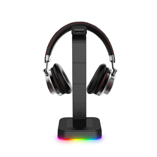 RGBD9 RGB Headset Stand Color-Changing Gaming Headset Stand Gaming Headset Display Stand with Dual USB Ports(Black) by buy2fix