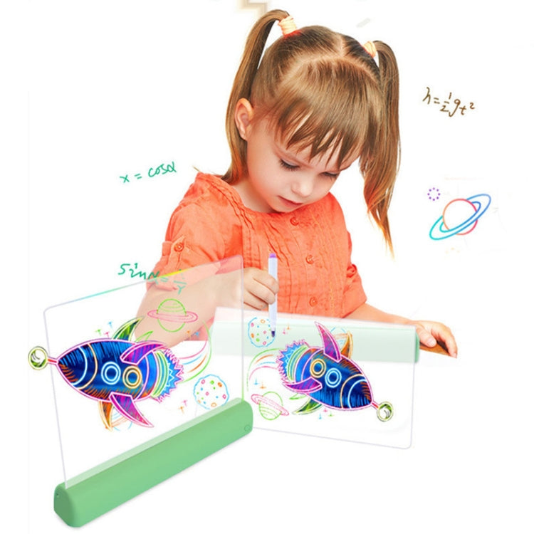 3D Painting Fluorescent Plate LED Shining Puzzle Children Graffiti Panel Handwritten Message Board(Blue) by buy2fix