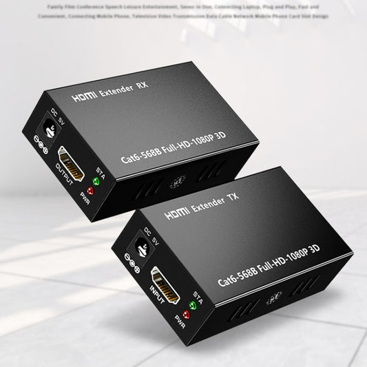 1 Pair HW-YD60 HDMI Extender 1080P Signal Amplifier, Effective Distance: 60m, EU Plug(Black) by buy2fix