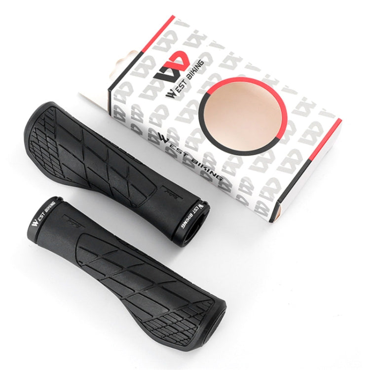 1 Pair WEST BIKING YP0804060 Bicycle Grips Mountain Bike Non-Slip Rubber Grips(Black) by WEST BIKING