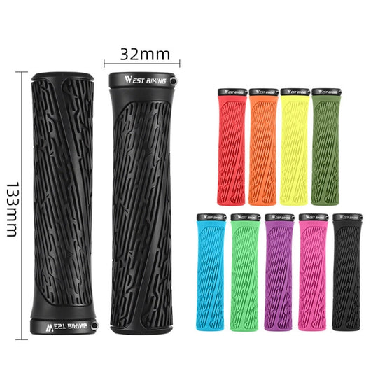 1 Pair WEST BIKING YP0804061 Bicycle Anti-Slip Shock Absorber Grip Mountain Bike Rubber Handlebar Cover(Red) by WEST BIKING