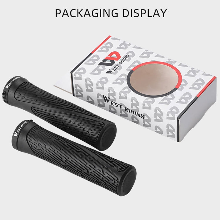 1 Pair WEST BIKING YP0804061 Bicycle Anti-Slip Shock Absorber Grip Mountain Bike Rubber Handlebar Cover(Blue) by WEST BIKING