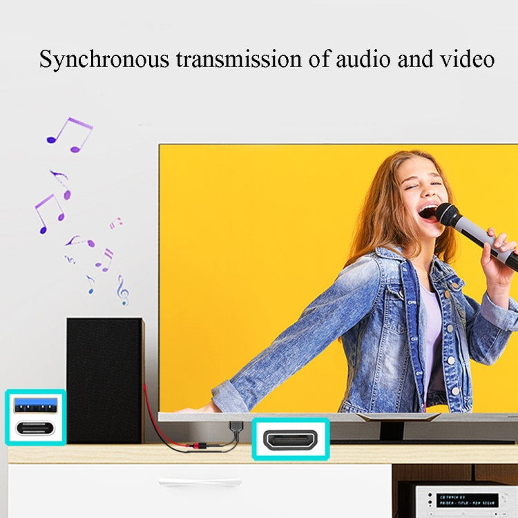 L3B Type-C USB To HDMI-Compatible Audio Transfer Three-In-One HD Cable TV Screen Connector(Black) by buy2fix