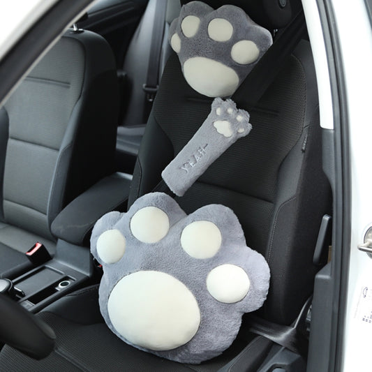 Car Plush Head Pillow Cat Claw Car Neck Pillow Car Female Decorative Supplies, Colour: Gray Shoulder Pad by buy2fix