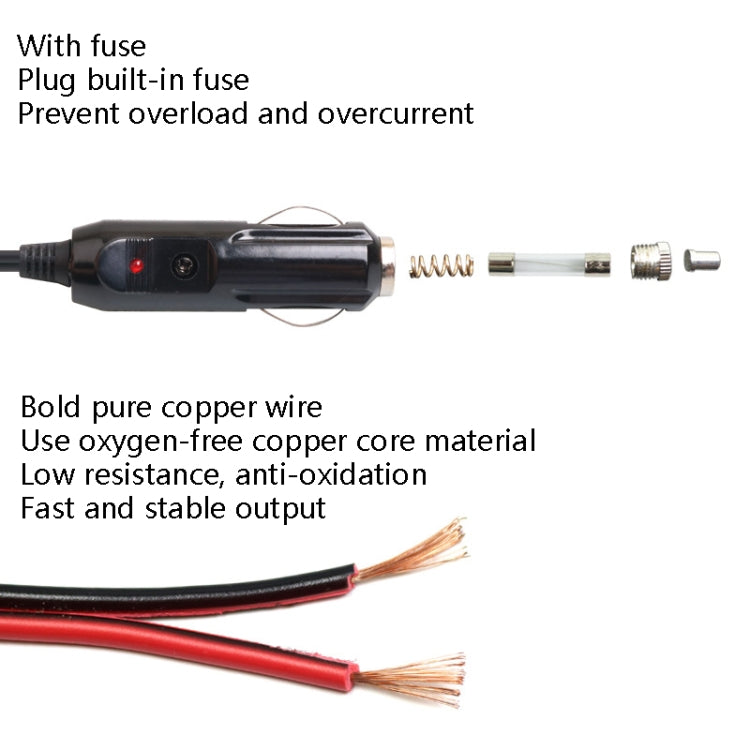 Car Compressor Refrigerator Line 12/24V Semiconductor Refrigerator Power Cord Cigarette Lighter Line, Specification: With Switch 1m by buy2fix