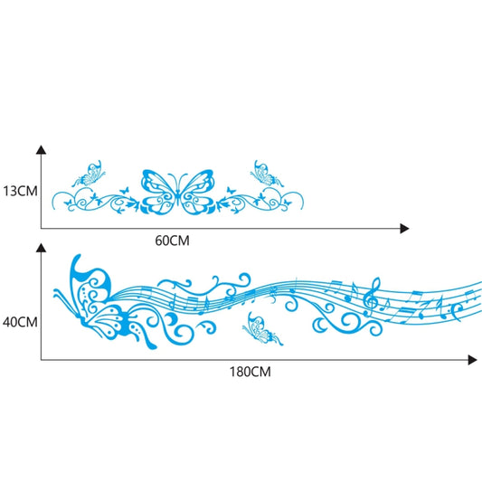 D-347 Butterfly Note Car Sticker Sheet Music Waist Line Body Sticker(Blue) by buy2fix