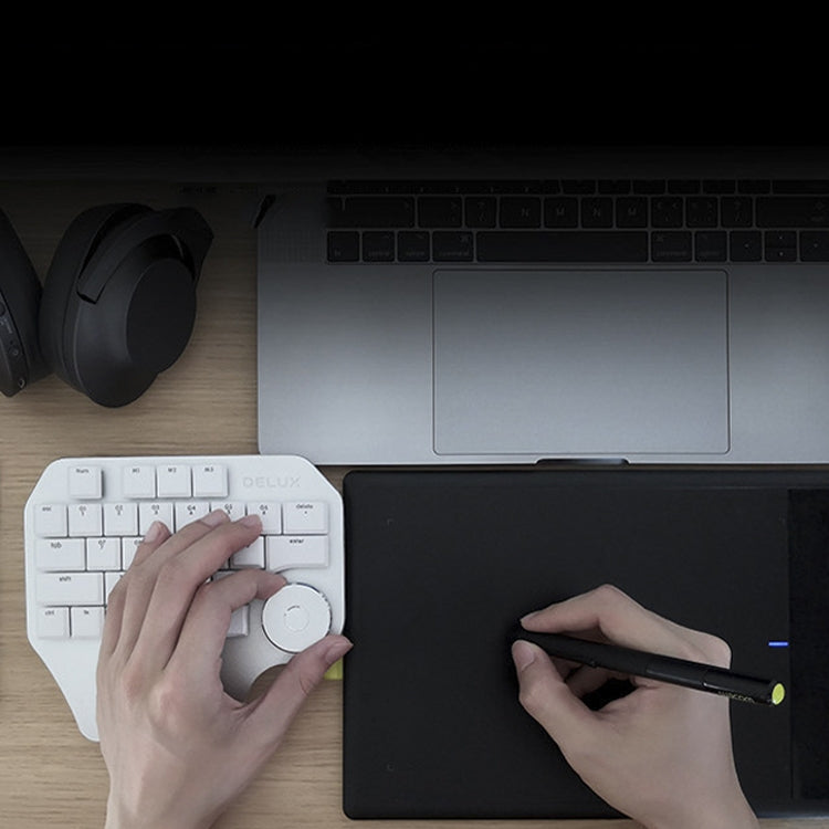 DELUX T11 29 Keys Single-Hand Keyboard Shortcut Key Speech Tool Flat Keyboard, Colour: Black by DELUX