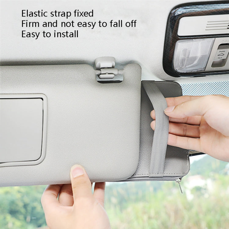 2 PCS Auto Sun Visor Card Clip Business Card Glasses Clip Zipper Car Mobile Phone Document Folder(Red) by buy2fix