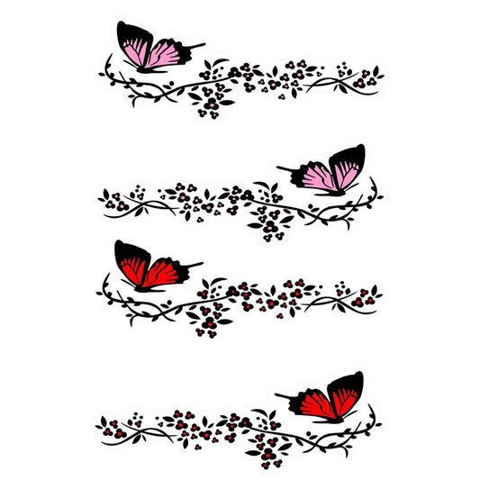 2 Pairs R729 Butterfly Flower Car Sticker Butterfly Love Flower Personality Engine Cover Body Decorative Sticker(Red) by buy2fix